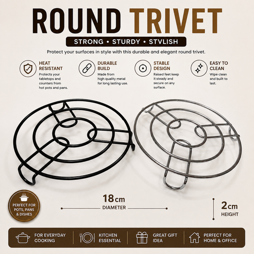18cm Round Metal Trivet