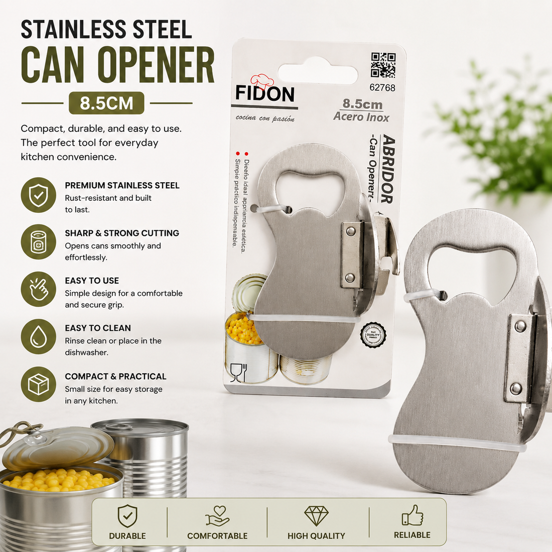 Stainless Steel Can Opener – 8.5 cm