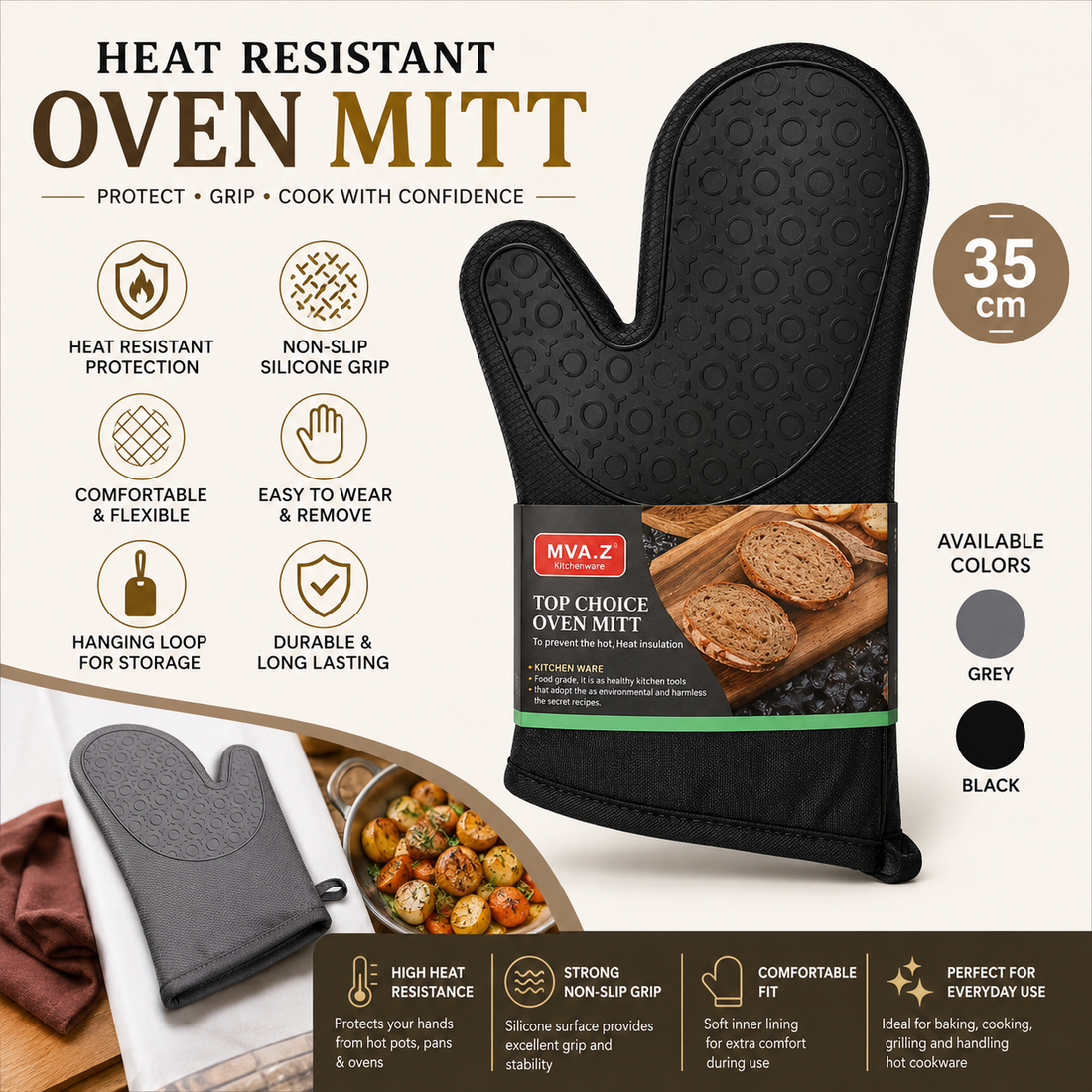 Heat Resistant Oven Mitt – 35 cm