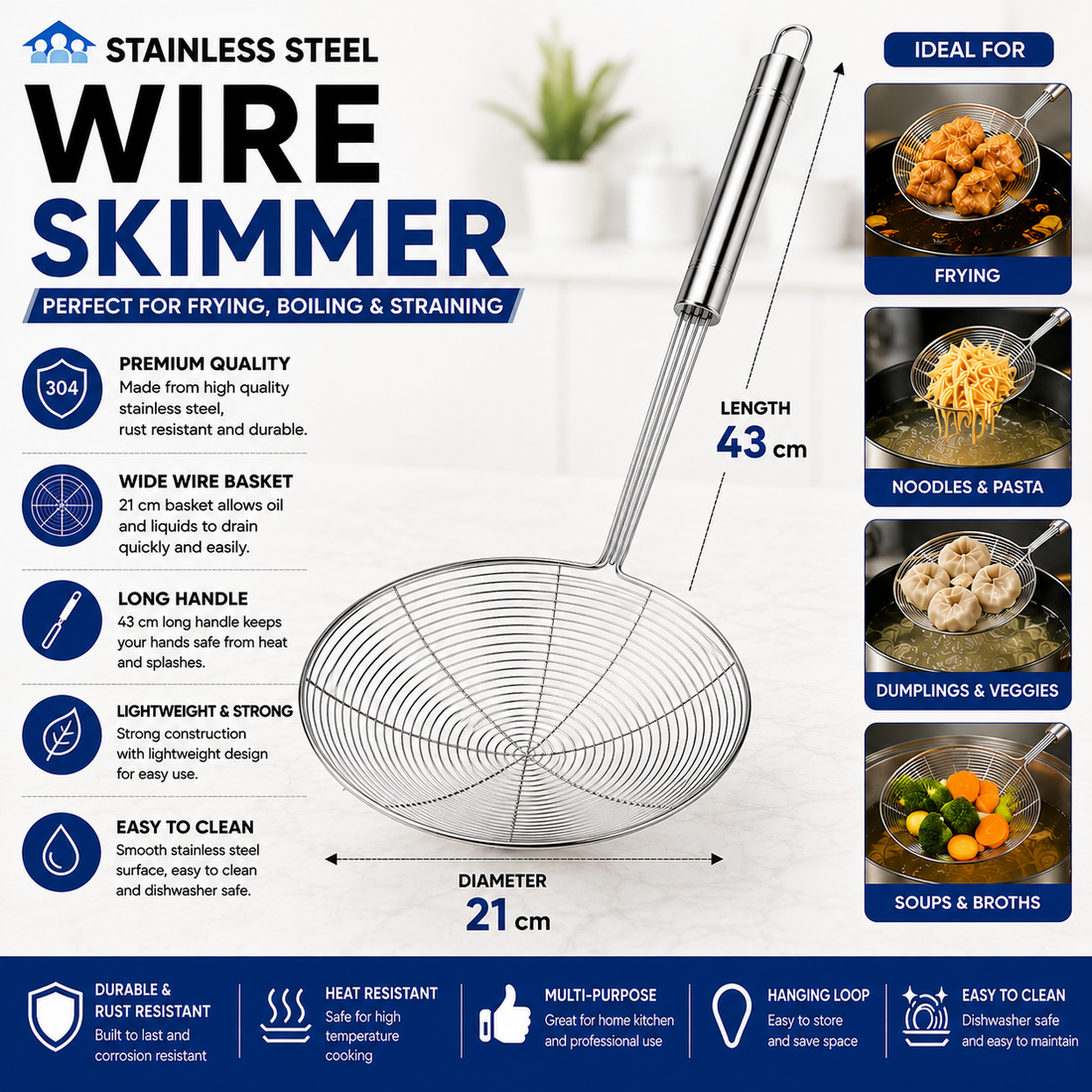 Stainless Steel Wire Skimmer – 43 cm