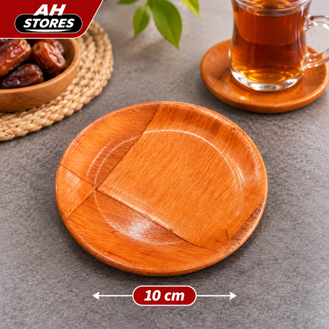 Round Wooden Serving Plate & Tea Saucer – 10 cm