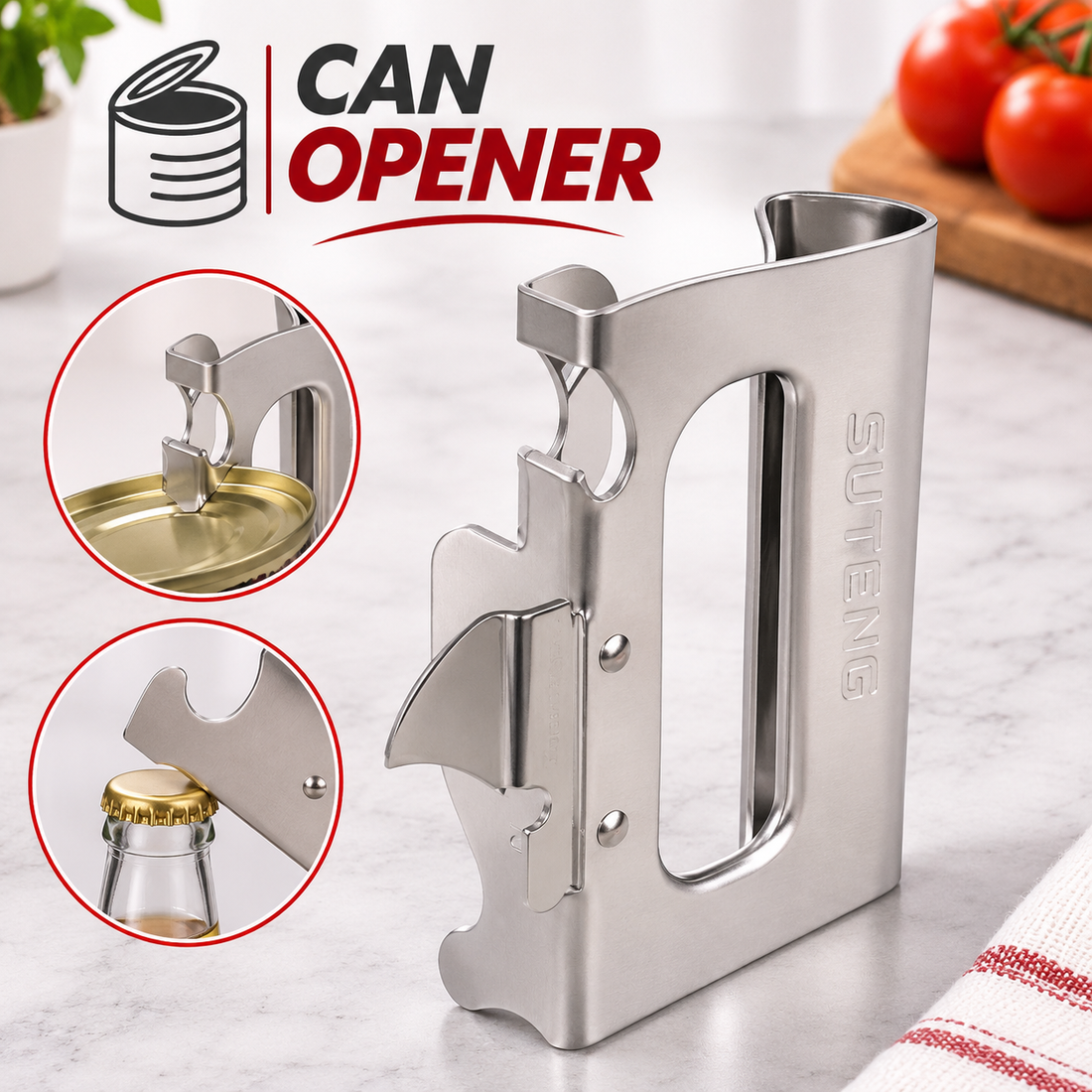 Stainless Steel Multifunctional Can & Bottle Opener