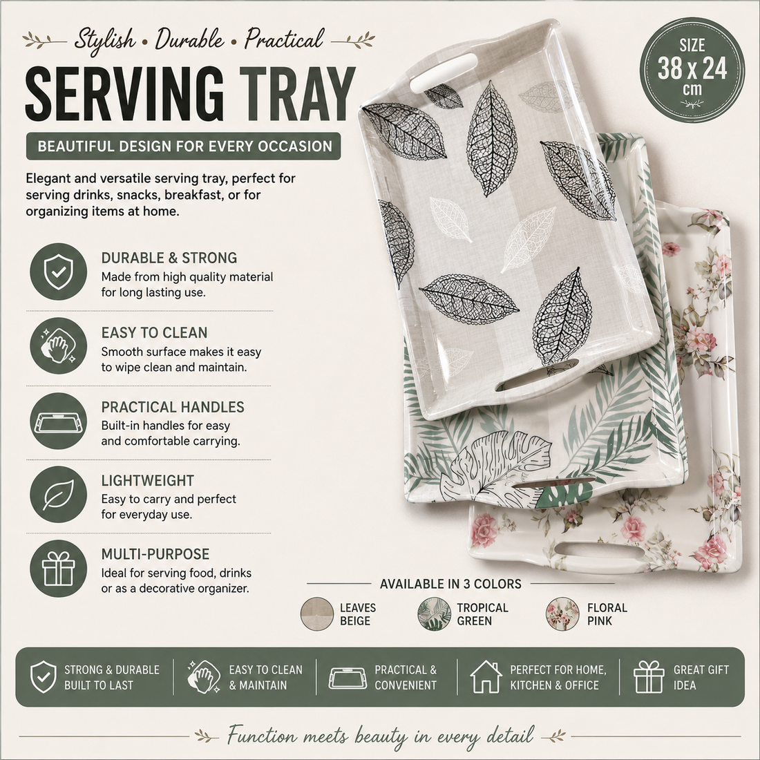 Melamine serving Tray – 38 × 24 cm